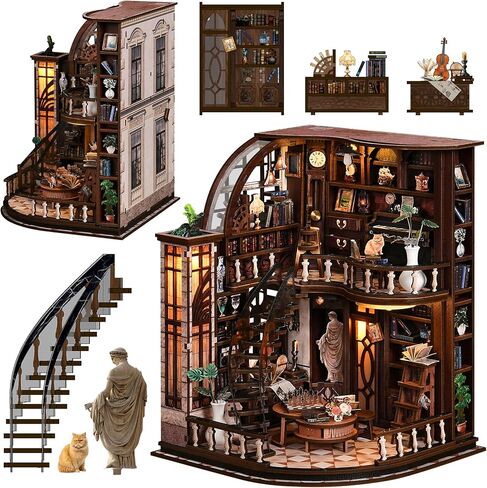Book Nook Kit for Adults Booknook DIY Miniature House Kit Library Decor Fantasy 3D Puzzle (Bacchus Bookstore) in Saudi Arabia