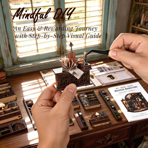 Book Nook Kit for Adults Booknook DIY Miniature House Kit Library Decor Fantasy 3D Puzzle (Bacchus Bookstore) in Saudi Arabia