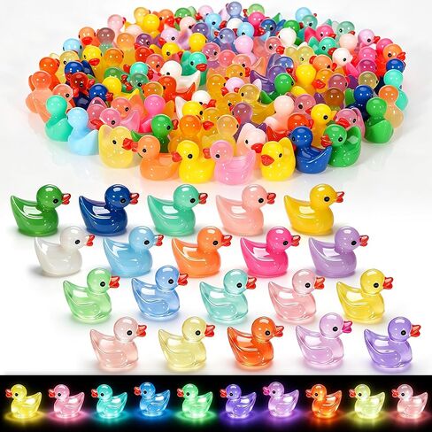 QUMMFA 110pcs Mini Resin Ducks, Glow in The Dark Tiny Ducks to Hide, 20 Colors Mini Resin Animals, Miniature Landscape Decor for Aquarium, Fish Tank, Fairy Garden Home Dollhouse Accessories in Saudi Arabia