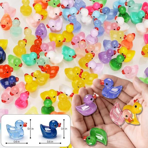 QUMMFA 110pcs Mini Resin Ducks, Glow in The Dark Tiny Ducks to Hide, 20 Colors Mini Resin Animals, Miniature Landscape Decor for Aquarium, Fish Tank, Fairy Garden Home Dollhouse Accessories in Saudi Arabia