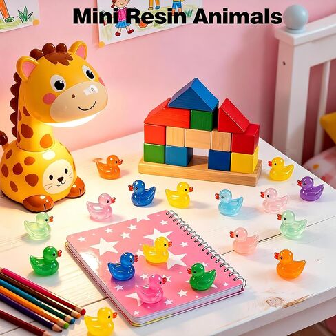 QUMMFA 110pcs Mini Resin Ducks, Glow in The Dark Tiny Ducks to Hide, 20 Colors Mini Resin Animals, Miniature Landscape Decor for Aquarium, Fish Tank, Fairy Garden Home Dollhouse Accessories in Saudi Arabia