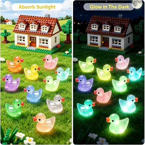 QUMMFA 110pcs Mini Resin Ducks, Glow in The Dark Tiny Ducks to Hide, 20 Colors Mini Resin Animals, Miniature Landscape Decor for Aquarium, Fish Tank, Fairy Garden Home Dollhouse Accessories in Saudi Arabia