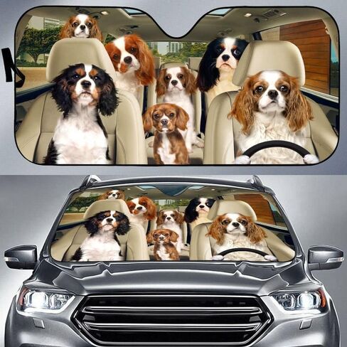 Windshield Sun Shade Cavalier King Charles Spaniel Windshield Shade Cover Heat and Sun Prevention Keep Car Cool for Most Sedans SUV Truck Automotive 55x30in in Kuwait