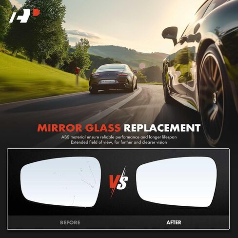 A-Premium 2-PC Driver and Passenger Side Heated Mirror Glass with Backing Plate Compatible with Kia Forte 2014 2015 2016 2017 2018 - Exterior View Flat and Convex Mirror in Kuwait
