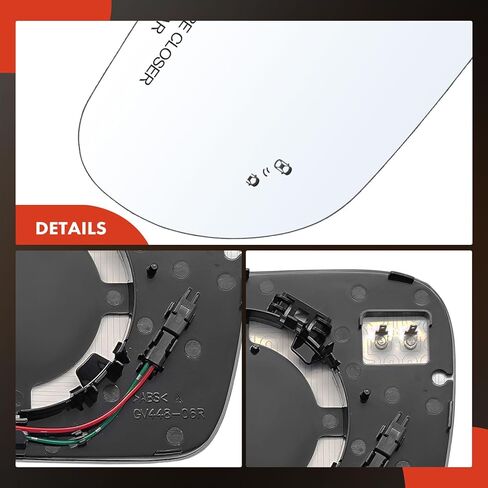 A-Premium Right Passenger Side Heated Mirror Glass with Backing Plate Compatible with Kia Soul 2020 2021 2022 2023 2024 - Exterior Side View Convex Mirror with Blind Spot Detection in Kuwait