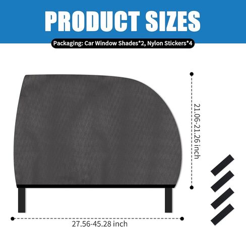 2PCS Mesh Car Window Shades for Side Window,Stretchable Rear Car Windows Covers Provides Cool and Breathable Interior Environment,Foldable Cars Windows Screen with Nylon Stickers in Kuwait