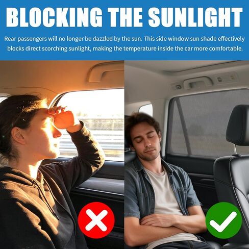 2PCS Mesh Car Window Shades for Side Window,Stretchable Rear Car Windows Covers Provides Cool and Breathable Interior Environment,Foldable Cars Windows Screen with Nylon Stickers in Kuwait