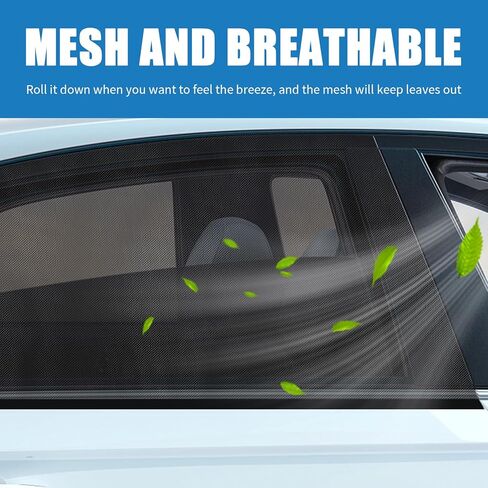 2PCS Mesh Car Window Shades for Side Window,Stretchable Rear Car Windows Covers Provides Cool and Breathable Interior Environment,Foldable Cars Windows Screen with Nylon Stickers in Kuwait