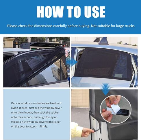 2PCS Mesh Car Window Shades for Side Window,Stretchable Rear Car Windows Covers Provides Cool and Breathable Interior Environment,Foldable Cars Windows Screen with Nylon Stickers in Kuwait