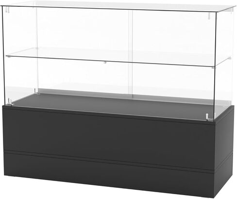 48" W x 18" D x 38" H - Full-View Tempered Glass Display Case - Lockable Multi-Level Storage Cabinet, Suitable for Collectibles, Figurines and Commercial Shop Displays (Black, with Storage Cabinet) in Kuwait