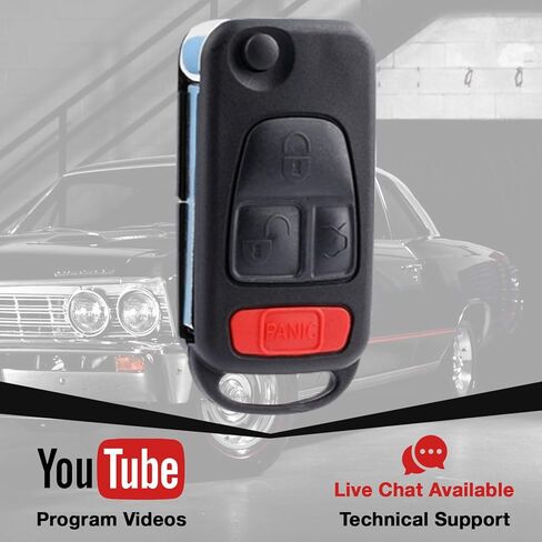 2X Key Fob Remote Keyless Entry Flip Replacement for 1995 1996 1997 1998 1999 2000 2001 2002 2003 2004 2005 C, CL, ML, S, SL Series AMG (NCZMB1K, 2795102559) Professional Programming Required in Saudi Arabia