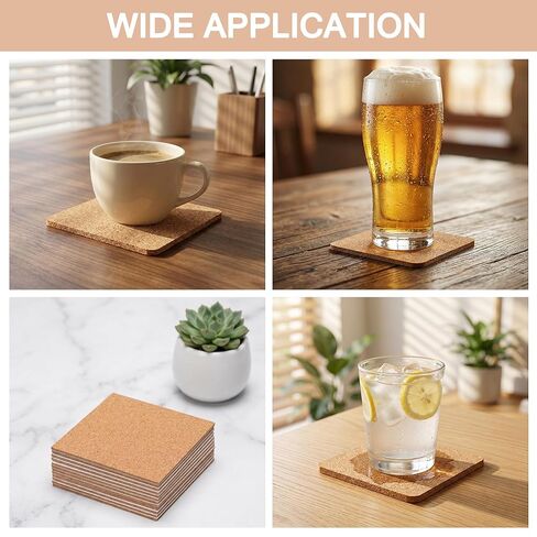 50 Pcs Self-Adhesive Cork Sheets Square, 4" x 4" Cork Tiles Backing Sheets for DIY Coasters and Crafts Decoration 1mm Thick in Saudi Arabia