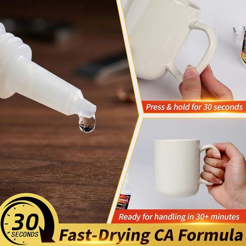 Super Glue Liquid, 30g(1.06 oz) All Purpose CA Glue, with Anti-Clog Cap Precision Tip and Extension Dropper Tweezers, Fast-Setting Instant Superglue for Plastic, Wood, Metal, Repair DIY Crafts in Saudi Arabia
