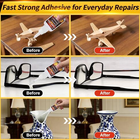 Super Glue Liquid, 30g(1.06 oz) All Purpose CA Glue, with Anti-Clog Cap Precision Tip and Extension Dropper Tweezers, Fast-Setting Instant Superglue for Plastic, Wood, Metal, Repair DIY Crafts in Saudi Arabia