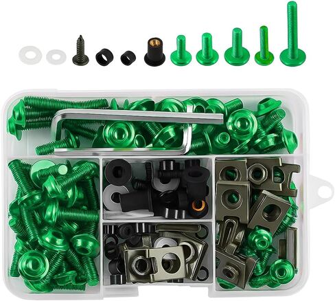 195PCS M5 M6 Motorcycle Fairing Bolt Kits, Stainless Steel Windshield Fairing Screws Fastener, Motorbike Windscreen Bolts Nut Clips Kit, Universal for Dirt Bike Scooters Motocross (Coffee) in Saudi Arabia