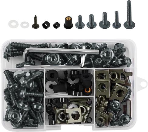 195PCS M5 M6 Motorcycle Fairing Bolt Kits, Stainless Steel Windshield Fairing Screws Fastener, Motorbike Windscreen Bolts Nut Clips Kit, Universal for Dirt Bike Scooters Motocross (Coffee) in Saudi Arabia