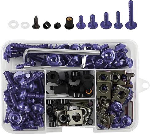 195PCS M5 M6 Motorcycle Fairing Bolt Kits, Stainless Steel Windshield Fairing Screws Fastener, Motorbike Windscreen Bolts Nut Clips Kit, Universal for Dirt Bike Scooters Motocross (Coffee) in Saudi Arabia