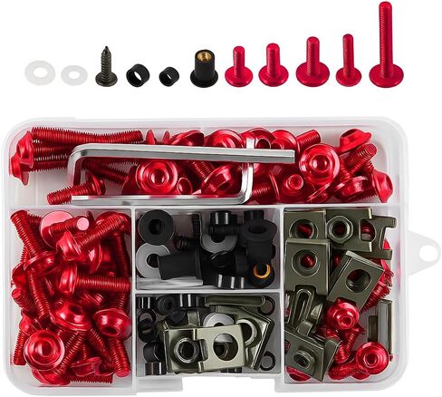 195PCS M5 M6 Motorcycle Fairing Bolt Kits, Stainless Steel Windshield Fairing Screws Fastener, Motorbike Windscreen Bolts Nut Clips Kit, Universal for Dirt Bike Scooters Motocross (Coffee) in Saudi Arabia
