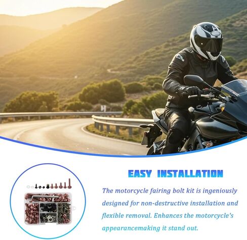 195PCS M5 M6 Motorcycle Fairing Bolt Kits, Stainless Steel Windshield Fairing Screws Fastener, Motorbike Windscreen Bolts Nut Clips Kit, Universal for Dirt Bike Scooters Motocross (Coffee) in Saudi Arabia