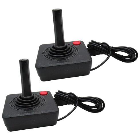 Loner 2-Pack Retro Classic 3D Analog Joystick Controller Compatible for Atari 2600 Systems, for Game Control with Operating Button/Four-Way Joystick - Black in Kuwait