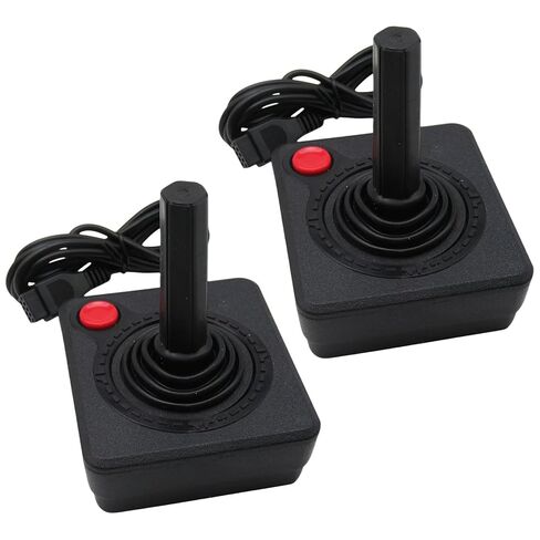 Loner 2-Pack Retro Classic 3D Analog Joystick Controller Compatible for Atari 2600 Systems, for Game Control with Operating Button/Four-Way Joystick - Black in Kuwait
