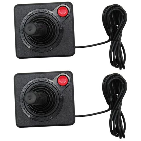 Loner 2-Pack Retro Classic 3D Analog Joystick Controller Compatible for Atari 2600 Systems, for Game Control with Operating Button/Four-Way Joystick - Black in Kuwait
