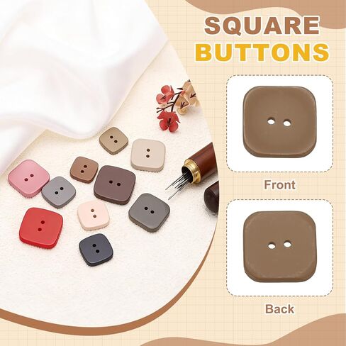 HARFINGTON 12pcs Sewing Button 30mm (1-3/16") 2 Holes Square Resin Button Craft Sewing Replacement Accessories for Clothing DIY Crafts Decoration, Khaki in Kuwait
