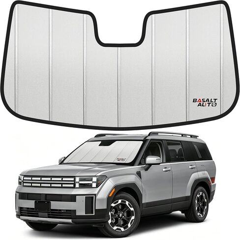 2024-2026 Santa Fe Windshield Sun Shade Compatible for 2024-2026 Hyundai Santa Fe (Does Not Fit Fe Calligraphy Version) Upgraded 6 Layers Accordion-Folding Front Sun Visor with Storage Bag in Saudi Arabia