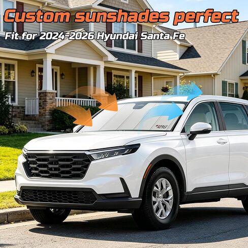 2024-2026 Santa Fe Windshield Sun Shade Compatible for 2024-2026 Hyundai Santa Fe (Does Not Fit Fe Calligraphy Version) Upgraded 6 Layers Accordion-Folding Front Sun Visor with Storage Bag in Saudi Arabia