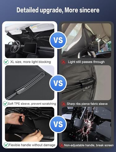 Windshield Sunshade Umbrella for Tesla Model Y 3 Extra Large Wider Coverage Foldable Heat Insulation for Tesla Model Y 3 (Juniper & Highland Included) Accessories 2026-2017 in Saudi Arabia
