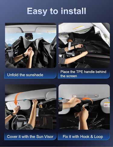 Windshield Sunshade Umbrella for Tesla Model Y 3 Extra Large Wider Coverage Foldable Heat Insulation for Tesla Model Y 3 (Juniper & Highland Included) Accessories 2026-2017 in Saudi Arabia