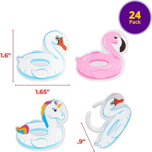 DecoPac Pool Floaties Cupcake Toppers, 24 Cupcake Rings, Flamingo, Swan, Unicorn Pool Party Cake Decorations, Food Safe Summer Decorations - 24 Pack in Kuwait