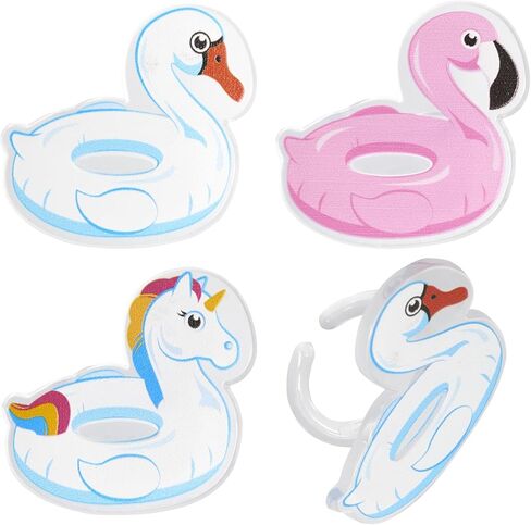 DecoPac Pool Floaties Cupcake Toppers, 24 Cupcake Rings, Flamingo, Swan, Unicorn Pool Party Cake Decorations, Food Safe Summer Decorations - 24 Pack in Kuwait