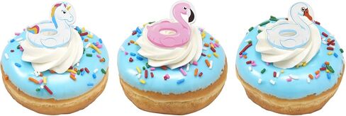 DecoPac Pool Floaties Cupcake Toppers, 24 Cupcake Rings, Flamingo, Swan, Unicorn Pool Party Cake Decorations, Food Safe Summer Decorations - 24 Pack in Kuwait