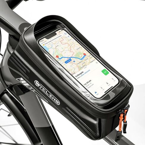 Bike Phone Front Frame Bag, Water-Resistant Bicycle Top Tube Bag, Sensitive Touch Screen Bike Phone Mount Holder for Road Mountain E-bike, Cycling Pouch, Bike Accessories for Phones in Saudi Arabia