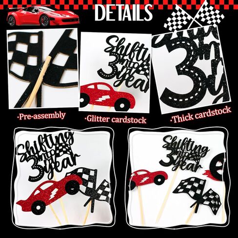 Shifting into 3rd Year Cupcake Toppers - 3rd Birthday Decorations for Boys - Cars Birthday Party Decorations - 24Pcs in Kuwait