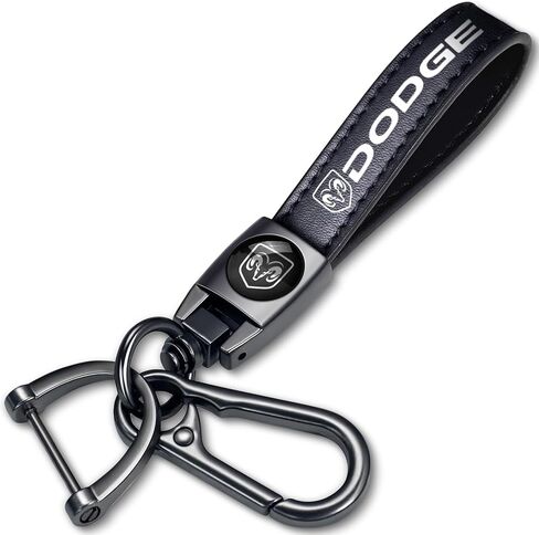 Leather car Keychain Set for Dodge Men and Women Family Present Keychain Key Ring Lanyard Accessories (Black) in Kuwait