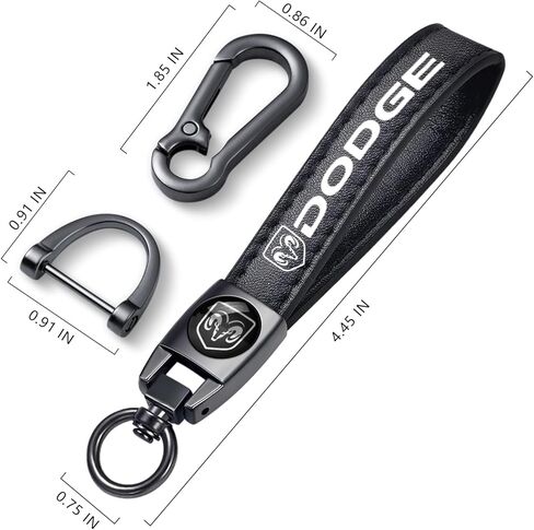 Leather car Keychain Set for Dodge Men and Women Family Present Keychain Key Ring Lanyard Accessories (Black) in Kuwait