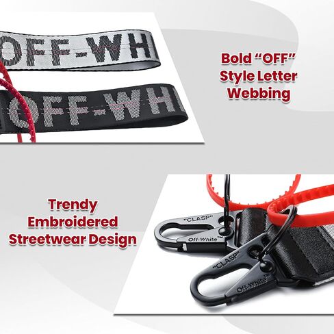 2PCS OFF Car Keychain,Classic Keychains for Women & Men,Stylish Fabric Wrist Strap Keychain for Car Keys,Wallets,Bags & Jeans Decoration (Black & Silver) in Kuwait