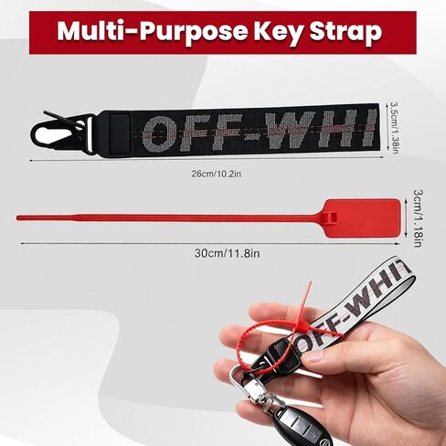 2PCS OFF Car Keychain,Classic Keychains for Women & Men,Stylish Fabric Wrist Strap Keychain for Car Keys,Wallets,Bags & Jeans Decoration (Black & Silver) in Kuwait