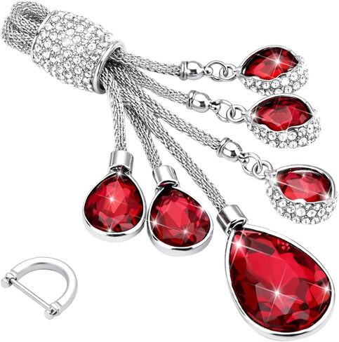 Bling Crystal Car Keychain, Shiny Rhinestone Key Ring for Women Girls, Glitter Key Chain Decorations, Universal Fit (Red) in Saudi Arabia
