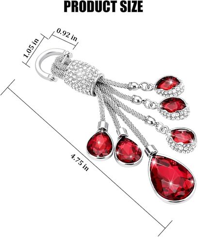 Bling Crystal Car Keychain, Shiny Rhinestone Key Ring for Women Girls, Glitter Key Chain Decorations, Universal Fit (Red) in Saudi Arabia