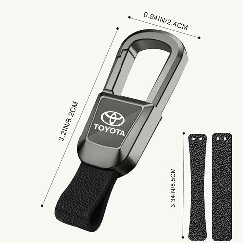 سلسلة مفاتيح من الجلد الطبيعي لسيارة toyota TRD Camry Tacoma Corolla RAV4 Highlander، سلسلة مفاتيح سيارة معدنية فاخرة، أنيقة ومتينة، للاستخدام اليومي والهدايا (أسود) in Kuwait