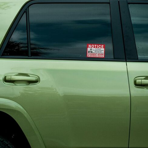BELATASO10-Pack In Car Camera Recording Sign Stickers, Notice Vehicle is Equipped with Audio and Video Recording Devices Consent by Entering Car Sticker, 3.5"x2.5"Self Adhesive Vinyl Decal. in Saudi Arabia