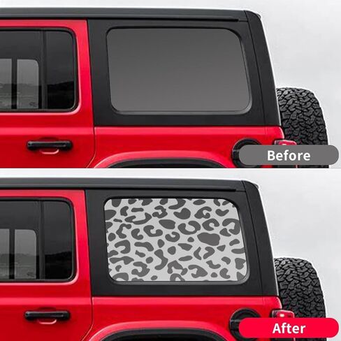 2PCS Rear Window Universal Decals Compatible with Car SUV Trucks,Matte Black Universal Vinyl Exterior Sticker Come with Installation Tool. (Leopard Cheetah) in Kuwait