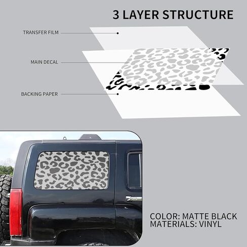 2PCS Rear Window Universal Decals Compatible with Car SUV Trucks,Matte Black Universal Vinyl Exterior Sticker Come with Installation Tool. (Leopard Cheetah) in Kuwait