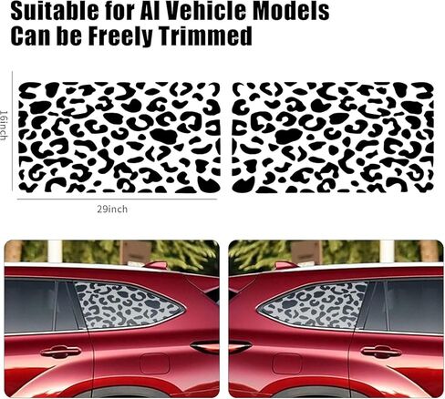 2PCS Rear Window Universal Decals Compatible with Car SUV Trucks,Matte Black Universal Vinyl Exterior Sticker Come with Installation Tool. (Leopard Cheetah) in Kuwait