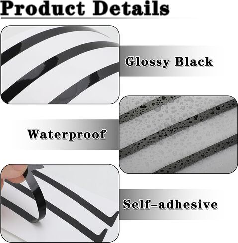 TOMALL 6pcs Car Side Vent Insert Stripe Vinyl Stickers Compatible with Chevrolet Camaro 2010-2015 SS RS LS Thin Inlay Side Vent Gill Decals for Car (Glossy Black) in Kuwait
