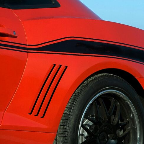 TOMALL 6pcs Car Side Vent Insert Stripe Vinyl Stickers Compatible with Chevrolet Camaro 2010-2015 SS RS LS Thin Inlay Side Vent Gill Decals for Car (Glossy Black) in Kuwait