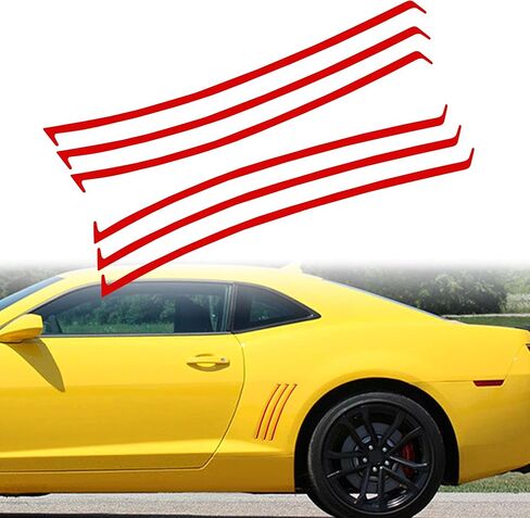 TOMALL 6pcs Car Side Vent Insert Stripe Vinyl Stickers Compatible with Chevrolet Camaro 2010-2015 SS RS LS Thin Inlay Side Vent Gill Decals for Car (Glossy Black) in Kuwait